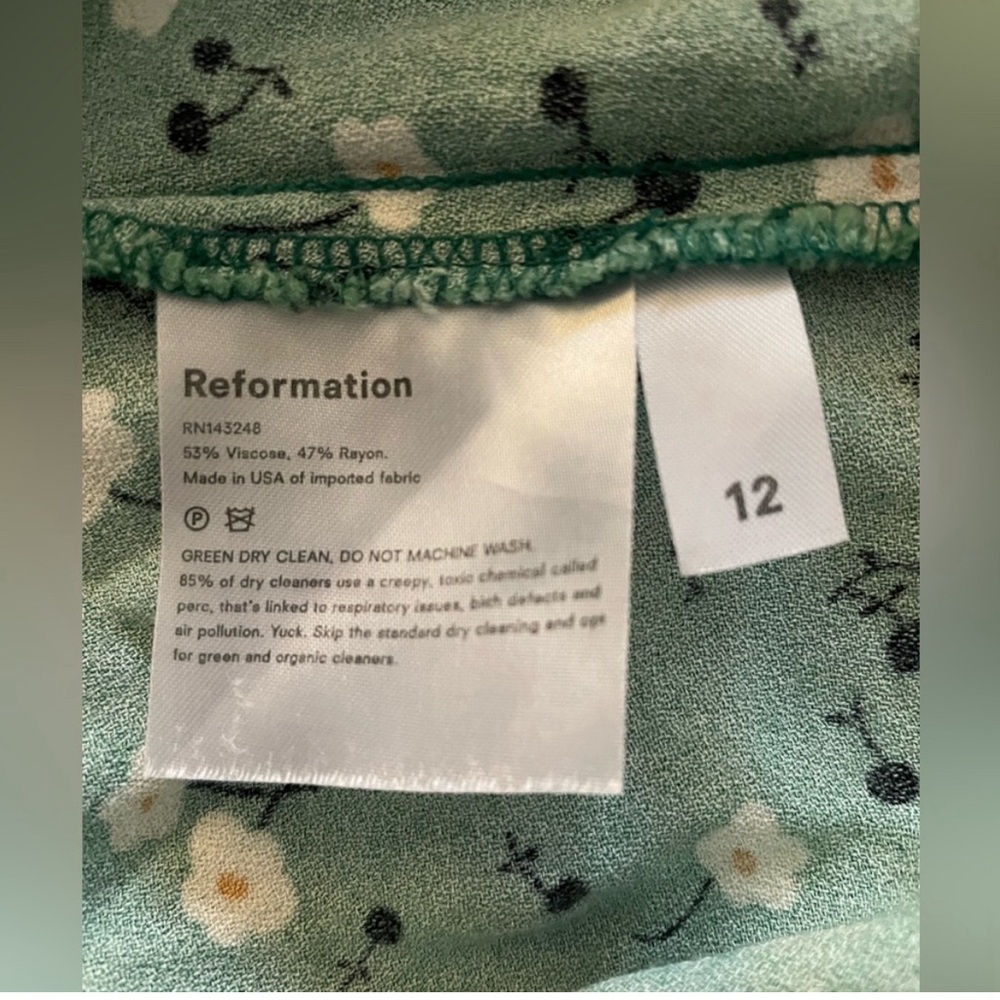 Reformation Pico Green Floral Print crimini 
Thigh High Slit Slip-Dress - Picture 5 of 6